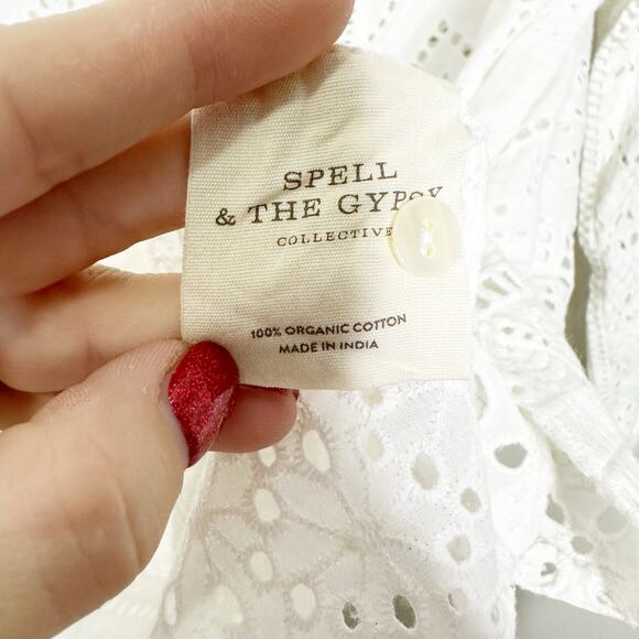 Spell & the Gypsy Collective Lottie Eyelet Oversized Shirt XS NEW - Picture 7 of 9